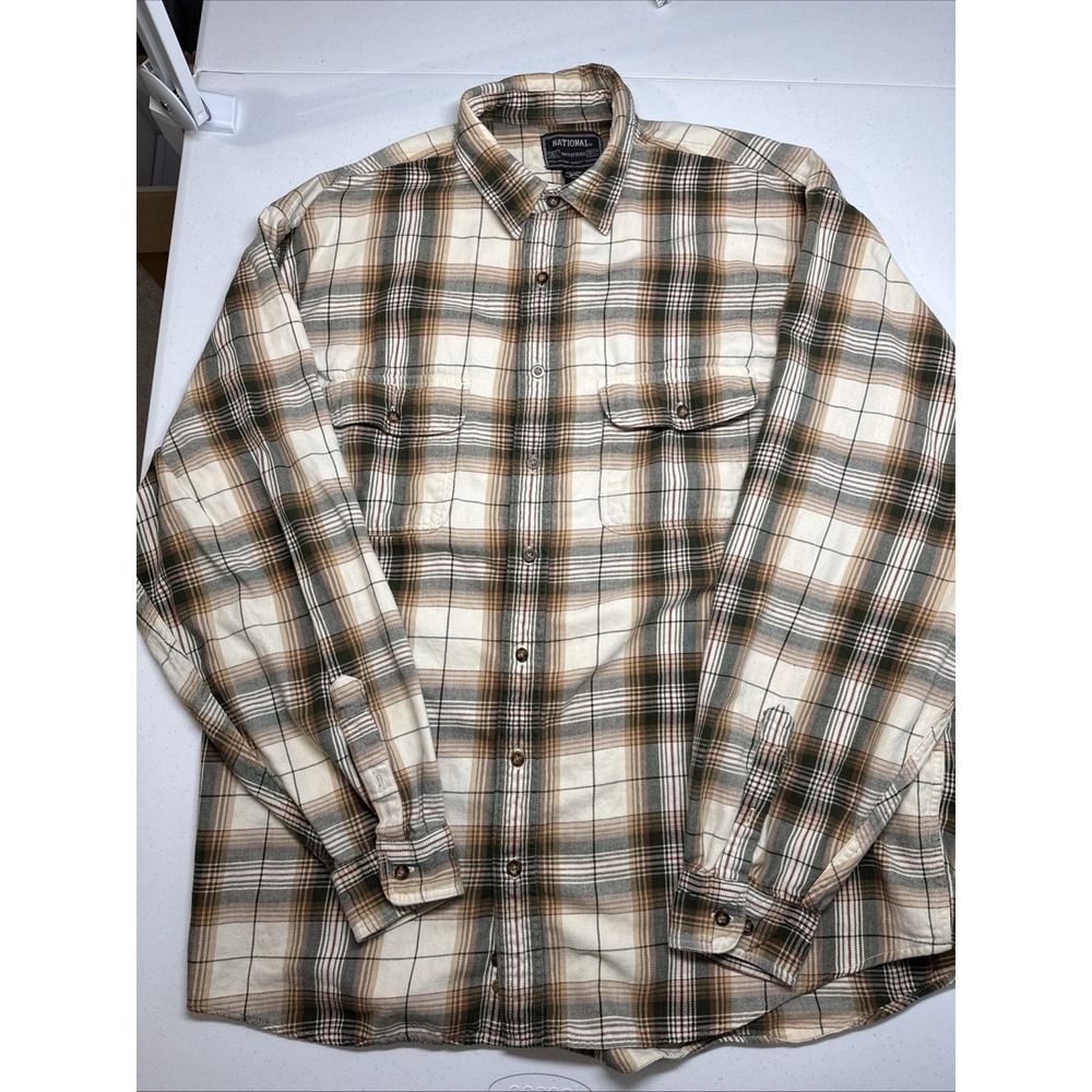 National Outfitters Mens Flannel Shirt, 2XL, Plaid , front pockets Relax Comfort